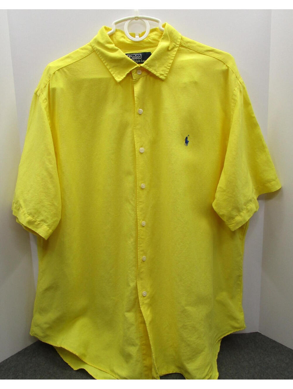 Polo Ralph Lauren Silk Linen Loop Collar Camp Shirt Men’s 2X Yellow Short Sleeve